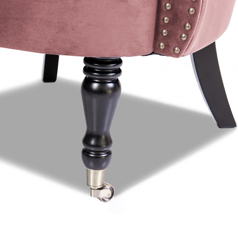 Фотьойл Честърфийлд Людовик, ръждиво розово кадифе